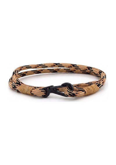 Sütlü Kahve Paracord Metal Kanca Iki Sira Erkek Bileklik M011H Kahverengi