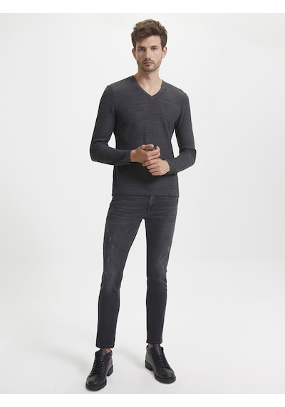 Slim Fit Erkek Kazak Antrasit Melanj-aw18 Slim Fit Erkek Kazak Antrasit Melanj-aw18