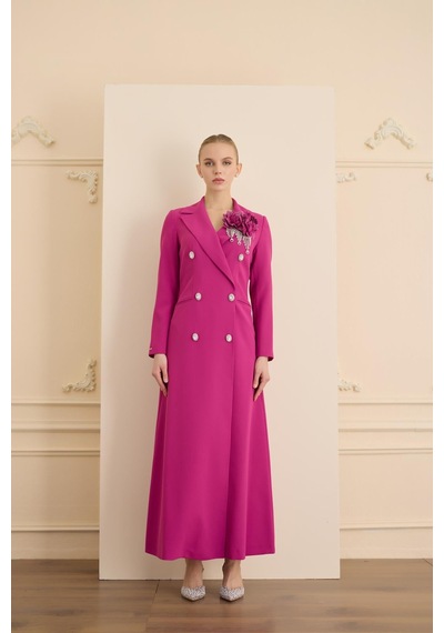 Senna Rose Stone Dress Fuşya Fuşya