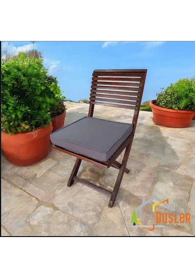 40x40 Desensiz Su Ve Leke İtici Duck Kumaş Fermuarlı Bağcıklı Biyeli Sandalye Minderi 5 Cm Antrasit Gri - Antrasi Diğer