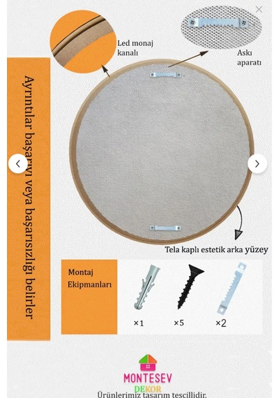 Safir Ahşap Dekoratif Ayna Yuvarlak Ayna Işlemeli Ahşap Duvar Aynası - 43 Cm Ceviz