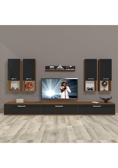 Decoraktiv Eko 8da Mdf Tv Ünitesi Tv Sehpası Ceviz - Siyah