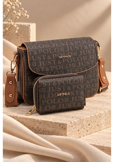 Just Polo Kahve Taba Yeni Sezon Kolon Askili 4 Bolmeli Kadin Omuz Cantasi 25x15cm KAHVE-TABA