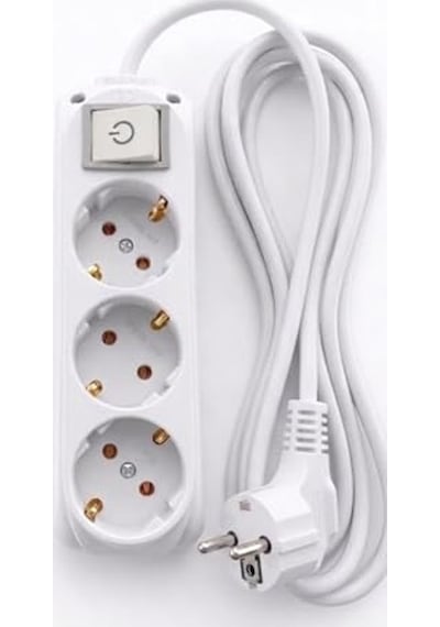 Anahtarlı 3'lü Priz, 2 Metre Uzatma Kablosu İle Güvenli Elektrik Kullanımı