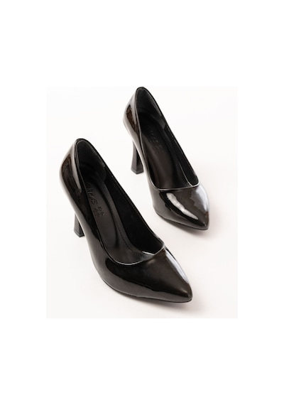 St-001 Siyah Rugan Günlük 9 Cm Topuklu Bayan Stiletto Ayakkabı