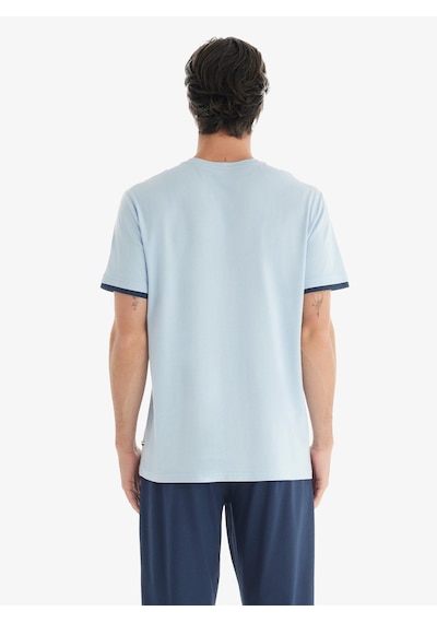 Blackspade Erkek Premium Kısa Kol Kapri Mavi Pijama Takım C0t1n7o04 Mavi