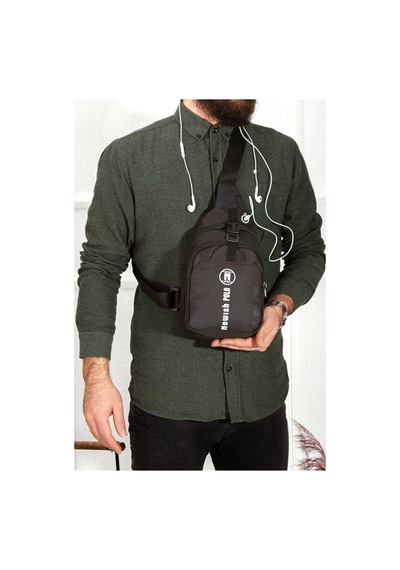 Newısh Polo Accessorıes Unısex İmpertex Kumaş Suya Dayanaklı Kulaklık Çıkışlı Siyah Omuz Çantası Siyah
