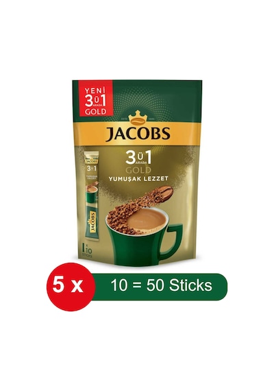 Jacobs 3ü 1 Arada Gold Yumuşak Lezzet Hazır Kahve 5 x 10'lu