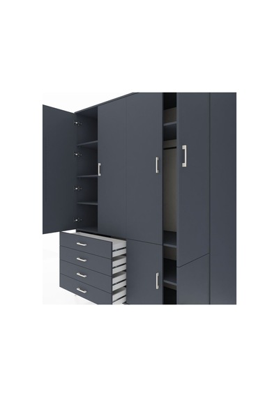 Kronos Gardrop 7 Raflı 4 Çekmeceli Tek Askılı 176x59x221 Antrasit-antrasit Antrasit Kronos Gardrop 7 Raflı 4 Çekmeceli Tek Askılı 176x59x221 Antrasit-antrasit Antrasit