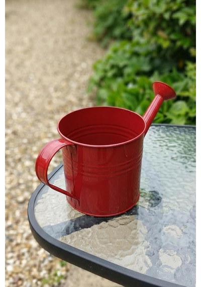 Tr Laura 5 Litre Metal Çiçek Bahçe Sulama Kabı - Modern Dekoratif Çok Amaçlı Sulak Kırmızı