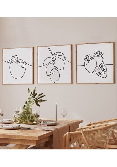 Ahşap Çerçeveli Mdf Kare Tablo Seti Mutfak Için 32 X 32 Çerçeveli Kr4049