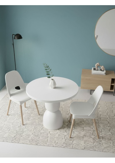 Orbis Yuvarlak Ahşap Yemek Masası 100x100 Beyaz Orbis Yuvarlak Ahşap Yemek Masası 100x100 Beyaz