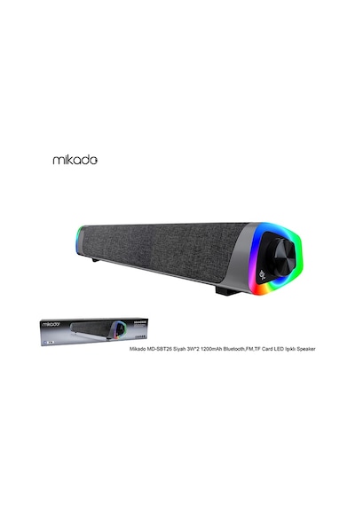 Mikado Md-Sbt26 Siyah 3W*2 1200Mah Bluetooth Fm Tf Card Led Işıklı