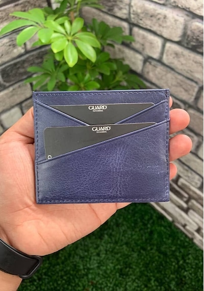 Guard Antik Lacivert Hakiki Deri Kartlık P5202 Lacivert