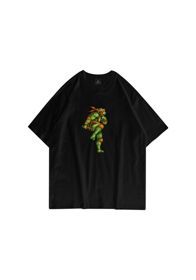 Flood Of Style Unisex Michelangelo Ninja Turtles Siyah Tshirt