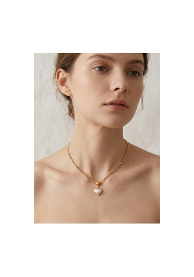 Pearl Heart Gold Kolye Altın