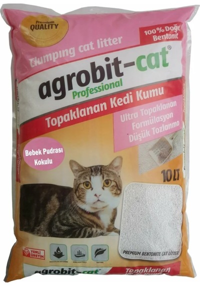 Agrobit Cat Bebek Pudrası Kokulu Doğal Bentonit Kedi Kumu 10 L