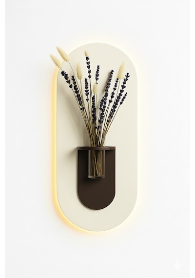 Gardenya Ahşap Pilli Ledli İskandinav Tarzı Salon Duvar Rafı Modern Çiçeklik 27 X 65 Cm Paris Grisi - Ahşap Ceviz
