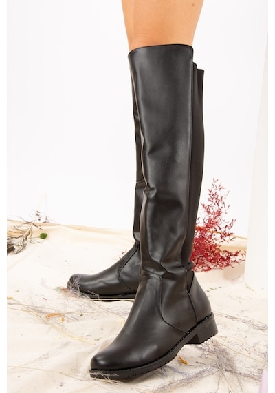 Fox Shoes Siyah Suni Deri Kadın Çizme J726533209