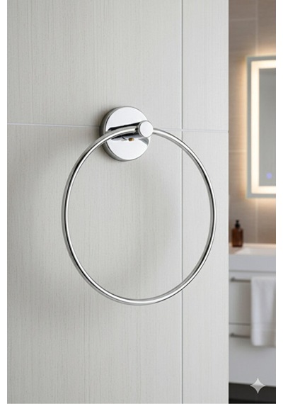 Yuvarlak Model Havluluk Mutfak Banyo Havlu Askılığı Krom Yuvarlak Havluluk Gri Diğer