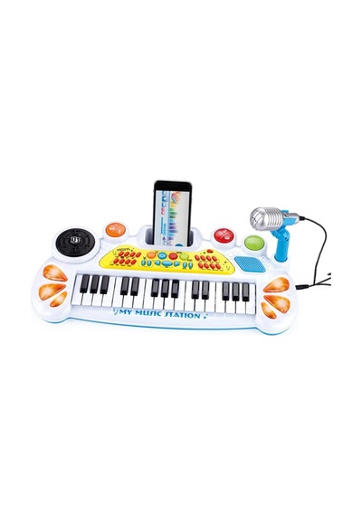 Elektronik Org Müzik Seti Mikrofonlu 45 Cm Çocuk Piyano Mp3 Girişli Led Işıklı Karaoke Oyuncak