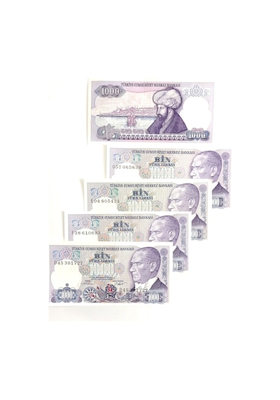 Cumhuriyetin İlk Dönemi 7 Emisyon 1.000 Türk Lirası Koleksiyon Para