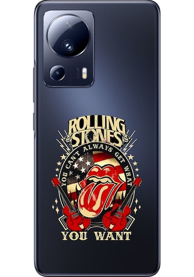 Xiaomi Mi 13 Lite Uyumlu Şeffaf Kılıf Rolling Stones Tasarımlı