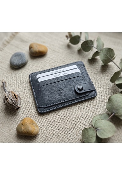 Passtell %100 Hakiki Deri Trend Model Minimalist Unisex Kredi Kartlık Ve Cüzdan Ebatlar 11,5 Cm /8,5 Cm Gri