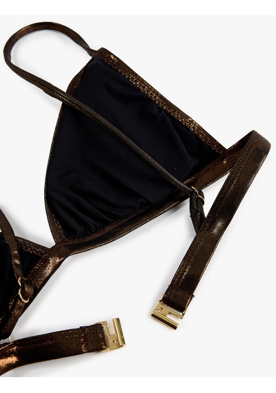 Koton Varak Baskılı Parlak Bralet Bikini Üstü Bronz 6sak10151mm
