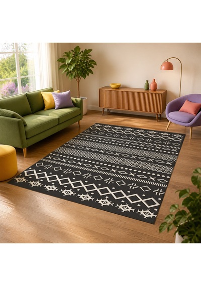 Kartela Halı Nera Halı Kaymaz Taban Makinede Yıkanabilir Halı Antrasit - 80 X 120 Cm