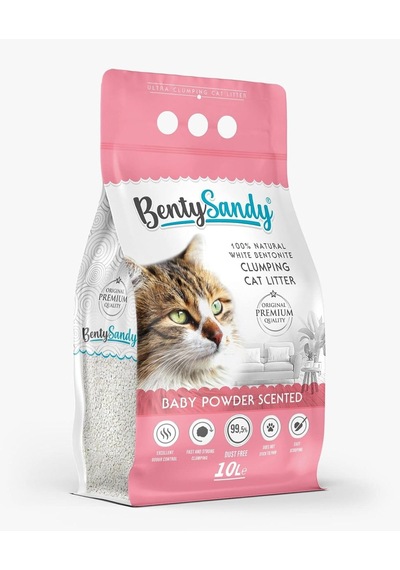 Bebek Pudrası Kokulu İnce Bentonit Kedi Kumu 10 Lt