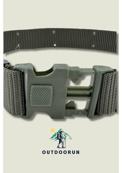 Outdoorun Haki Delikli Outdoor Örme Kemer Haki