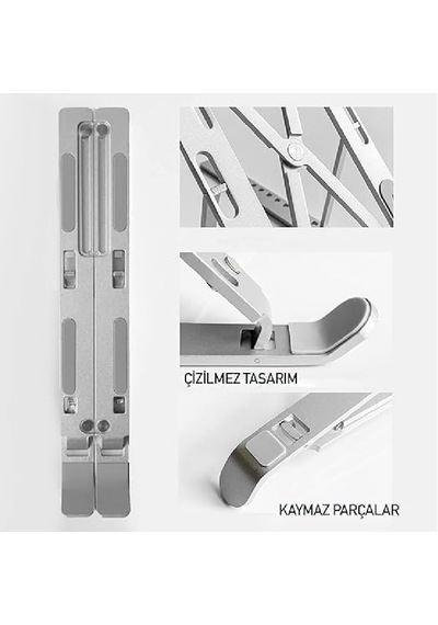 Alepera Electronic - Ayarlanabilir Laptop Standı - Alüminyum - 7 Kademeli - Gri Renk