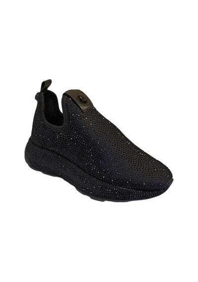 White Line Prens 156 Kadın Taşlı Strech Sneaker Ayakkabı Siyah Siyah