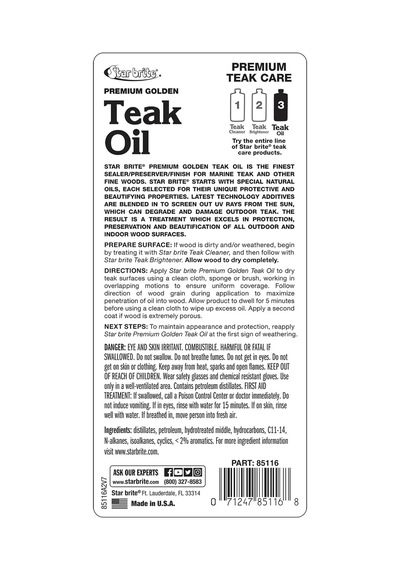 Starbrite - Premium Altın Sarısı Tik Yağı - 3. Adım 473 Ml : Standart Yağlardan 6 Kat Daha Dayanıklı, Tik Ahşaplarınız İçin Mükemmel Altın Parıltısı