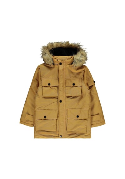 Civil Boys Kapak Cepli Kürklü 10-13 Yaş Mont Hardal