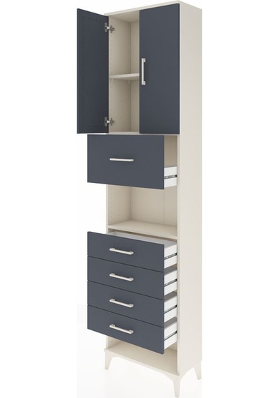 Arges Dolap 3 Raflı 5 Çekmeceli 2 Kapaklı 60x30x243 Aytaşı-antrasit Aytası