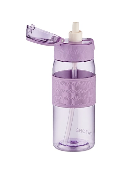 Shotay Şeffaf Kapaklı Şeritli Trıtan Matara 600 Ml. Mor