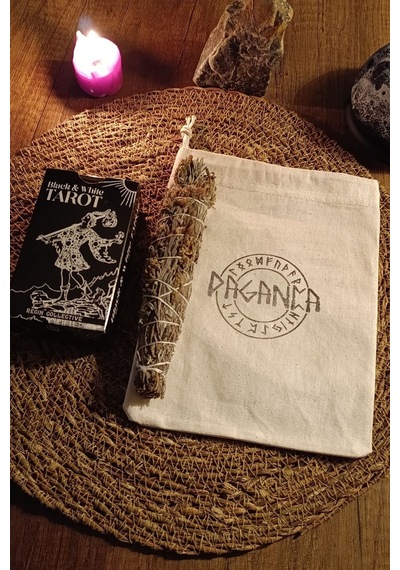 Siyah Beyaz Tarot Destesi 78 Kart - Arındırma Kesesi ve Demet Tütsü Hediyeli