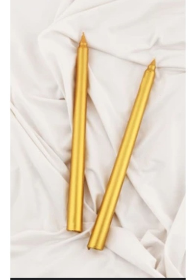 Denic 10 lu Metalik Gold Şamdan Mum Konik Mum