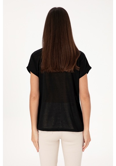 U.S. Polo Assn. Kadın Siyah Polo Yaka Tişört 50300663-VR046