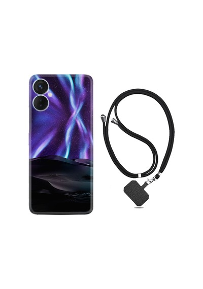 Tecno Spark 9T Kılıf İpli Boyun Askılı Desenli Silikon Kuzey Iışkları 1864