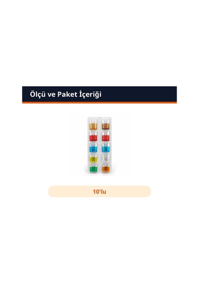 Trobus Oto Sigorta Seti Mini Bıçak Karışık Amper Değerli 10'lu Diğer