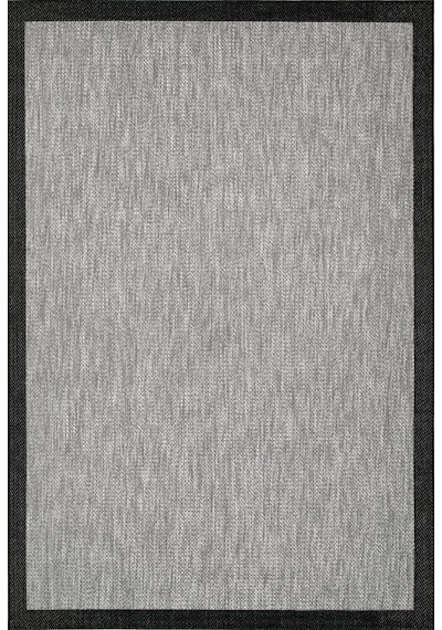 Çerçeveli Bohem Dokunuşlu Doğal Tonlarda Modern Sisal Siyah Gri Renk Halı Krem