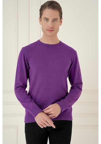Efor Tr 875 Slim Fit Mor Klasik Triko Mor