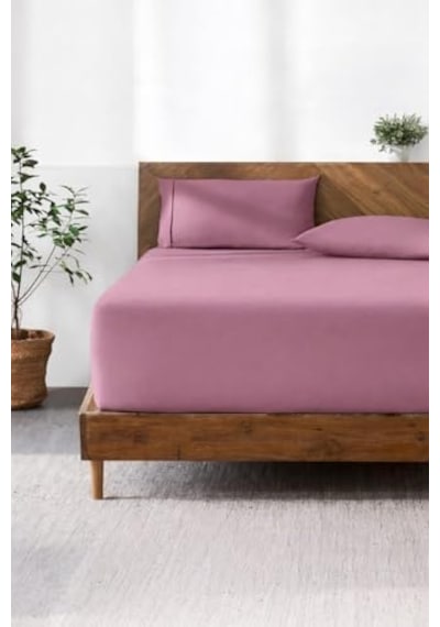 Lastikli Çarşaf Hipoalerjenik%100 Pamuk Penye Kumaş Lila 100x200 Cm, Luxcarsaf Abanoz