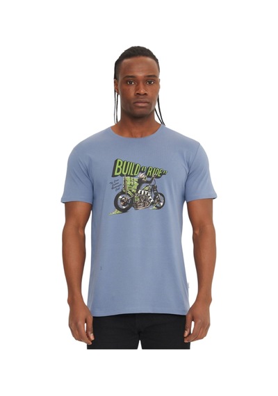 The Crow Erkek Rider Baskılı T-shirt Tc7059 Mavi 