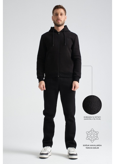 Shooter Sportswear Shooter Erkek Kışlık Eşofman Takımı Luxe Regular Kapüşonlu Siyah