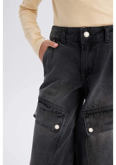 DeFacto Kız Çocuk Wide Leg Kargo Geniş Paça Pamuklu Pantolon D9693A825SPNM36 DeFacto Kız Çocuk Wide Leg Kargo Geniş Paça Pamuklu Pantolon D9693A825SPNM36