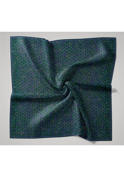 Silk Home İnce Pamuk Soft Eşarp Zümrüt Morcivert Turkuaz Desenli Kaymaz Dokulu Tok Duruşlu 90x90 Çok Renkli